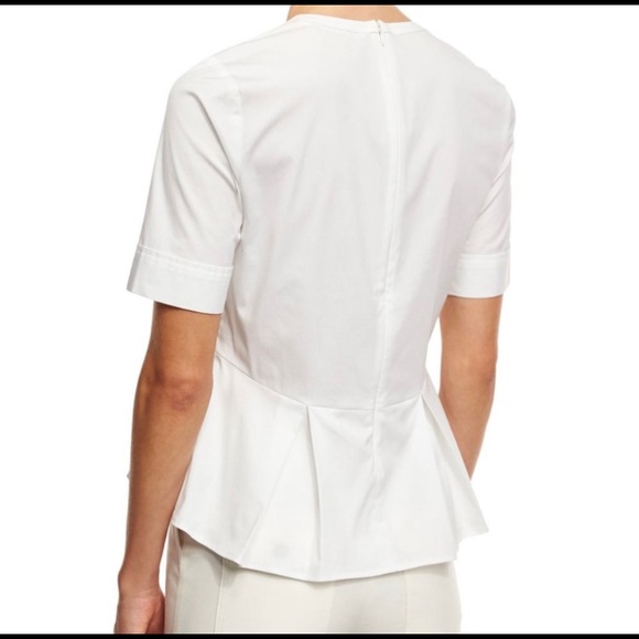 Veronica Beard short sleeve stretch poplin peplum shirt | size 10 - Picture 2 of 10